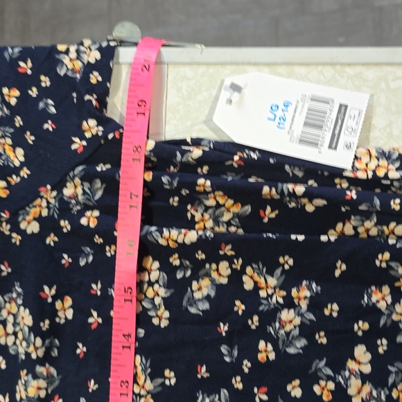 Time and Tru Navy Blue floral dress NWT LARGE 12/‎ 14 - Picture 10 of 11